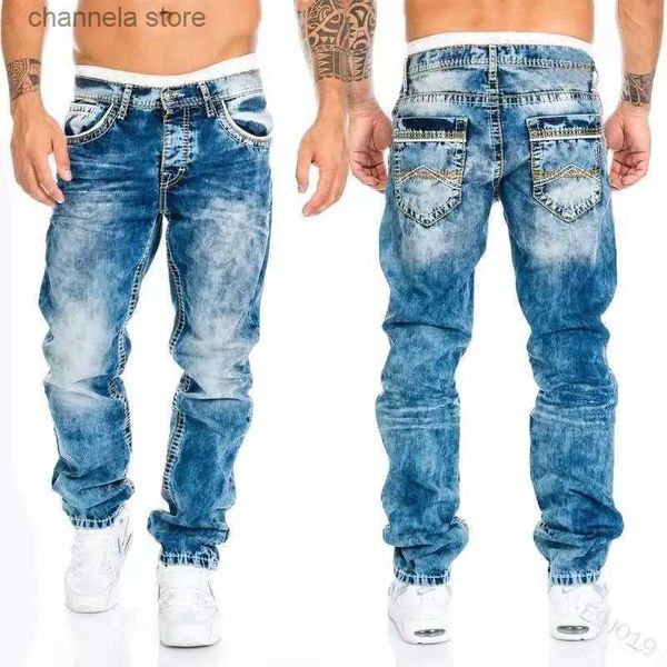 Herren Jeans Mode Männer Hosen gewaschen Stretch gerade Jeans Loose Cacual Designer Long Denim Hosen Hosen Hip Hop Slim Fit Punkhose T240227