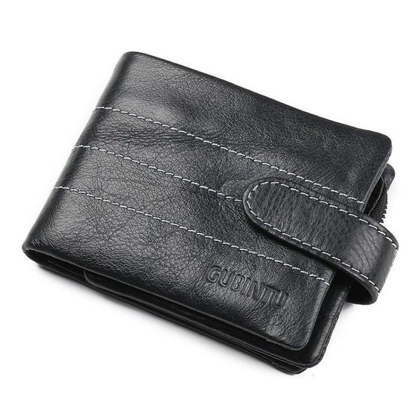 Código 1217 moda masculina carteiras de couro genuíno designer homem carteira bolsa curta com bolso moeda titular do cartão alta qualidade271q