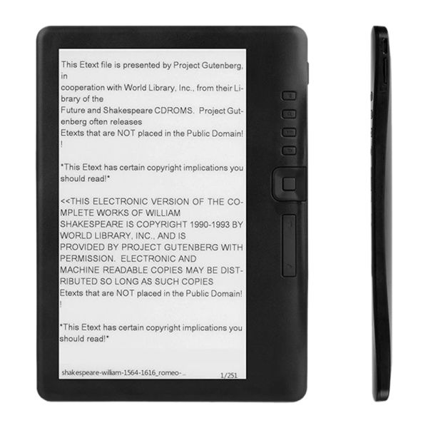 Servidores Livro de papel eletrônico à prova d'água de 7 polegadas TFT Sn Ebook Reader O VIDEO MP3 Player Recarregável 16 GB com multimídia incorporada