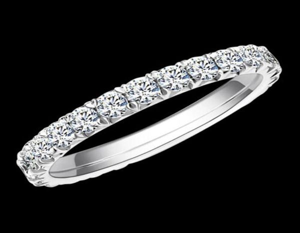 Aew sólido 14k 585 ouro branco 12ctw 2mm df cor moissanite eternidade aliança de casamento anel de moissanite para mulheres anel j01126069066