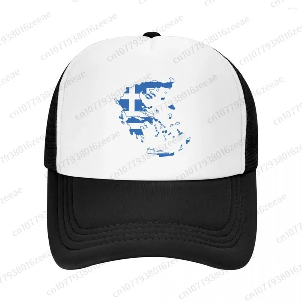 Berets Griechenland Flagge Karte Mesh Baseball Cap Sommer Outdoor Männer Frauen Mode Sport Hüte Hip Hop Trucker