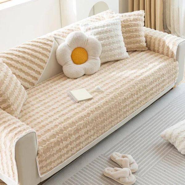 Coprisedie Internet Celebrity Cuscino per divano Fodera in pelle antiscivolo in peluche addensato invernale Asciugamano in tessuto stile 2024