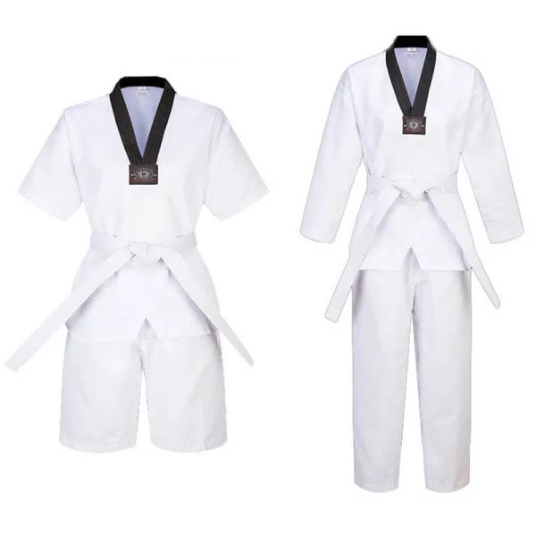 Produtos Roupas de Taekwondo Uniforme de Karatê para crianças adultas Estudantes Iniciantes Roupas de Kung Fu Ternos de arte marcial com cinto grátis preto ou vermelho