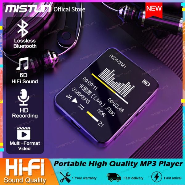 Jogadores 2022 de alta qualidade tela cheia MP4 MP3 Player Bluetooth HiFi Lossless Sound MP4 Video Player Portátil Sports Walkman para estudantes