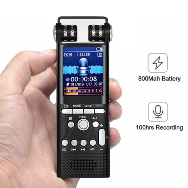 Spieler 1536 Kbps 128 GB 100 Stunden 800 mAh Professioneller sprachaktivierter digitaler Audio-Voice-Recorder-Stift Diktiergerät MP3-Player Aufnahme PCM