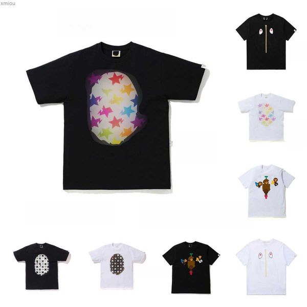 Designer Luxurys Macacos Clássico Mens e Mulheres Camiseta Respirável Macaco Padrão Verão High Street Tendência Tees Harajuku Streetwear Respirável Camiseta MHXB