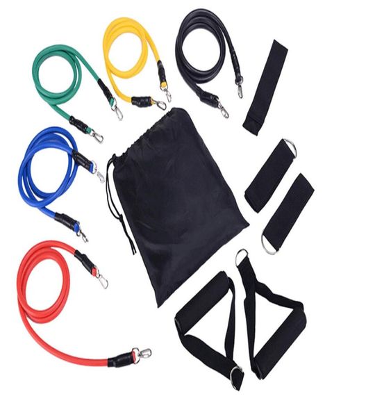 11 pz Set Fasce di resistenza Fitness Tubi per esercizi Pratica corda elastica per allenamento Yoga Pull Rope Pilates Workout Cordages6840045