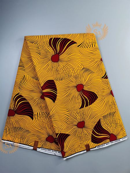 Veritable Wax d Stoff mit echtem Wachsdruck, niederländisches Hollandais-Pagne-Afrika-Kleid, 100 % Baumwolle, Nr. 11, 240220