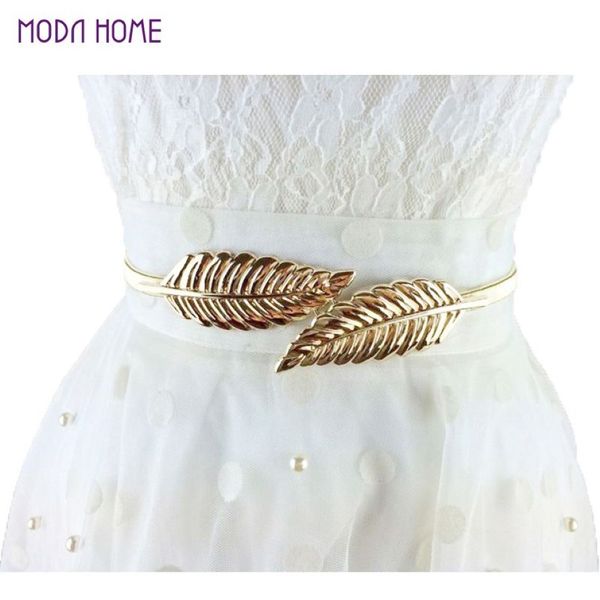 78cm 70cm vintage feminino cintura folhas design metal cinto magro elástico cinturon ceinture femme ouro prata cummerbund288e