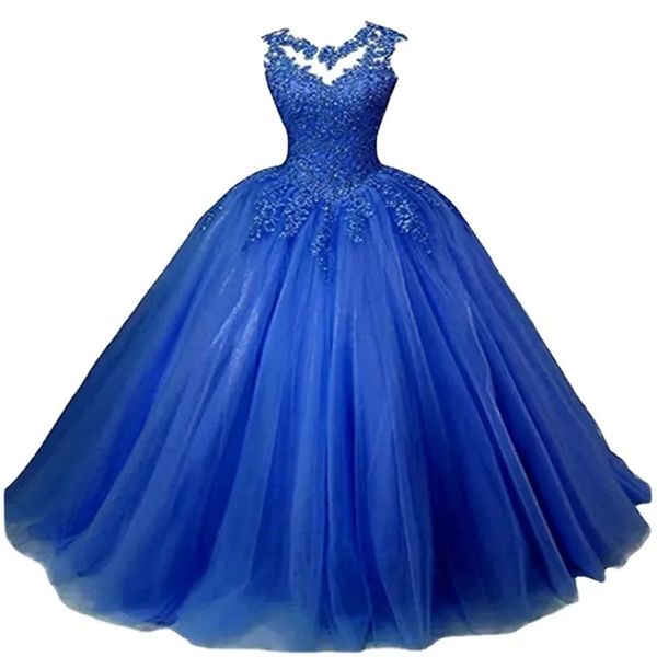 2024 Ballkleider Vintage Quinceanera Kleid U-Ausschnitt Applikationen Tüll Spitze Abschlussball Party Kleider Formelle Abschlusskleider Vestido De 15 Anos Sweet 16