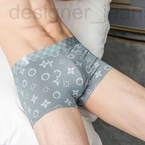 Cuecas designer de cuecas masculinas de seda gelada, shorts masculinos de ângulo plano, tendência juvenil de verão, sem vestígios, antibacterianos, respiráveis ​​shorts inferiores de quatro cantos SXTS