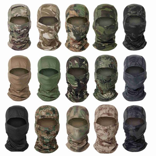 Capa tática camuflagem tática balaclava chapéu máscara facial completa esqui cp ciclismo caça cabeça pescoço capa capacete forro boné militar masculino cachecol2402