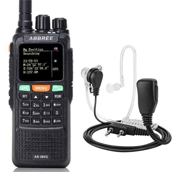 Abbree AR889G Walkie Talkie GPS 10watts Gece Arka Işığı Dubleks Çift Bant Çift Alıcı Ham CB Radiosheadset4921943