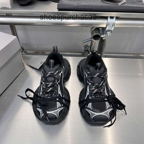 Tasarımcı Balencigs Moda Sıradan Ayakkabı Silindir Patenler 2024 Üst Baskı Yeni Paris 3x1 Baba Ayakkabı Kalın Sole Dantel Up Spor Erkek Kadınlar Günlük Çift Ayakkabı Xh9m