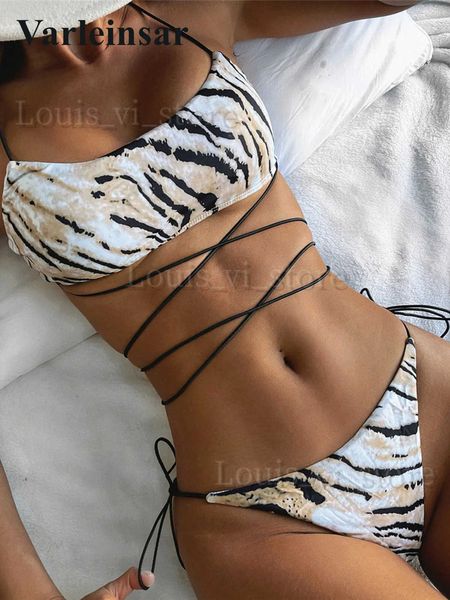 Costumi da bagno da donna Sexy Tiger stampato Bikini avvolgente Costume da bagno femminile Costumi da bagno donna Costumi da bagno due pezzi Costume da bagno Costume da bagno Swim Lady V3113 T240227