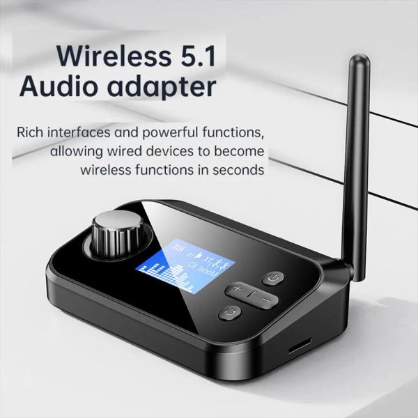 Lettori Bluetoothcompatibile 5.0 Ricevitore audio Trasmettitore Adattatore audio wireless coassiale in fibra 2in1 con schermo Tf Card Lettore Mp3