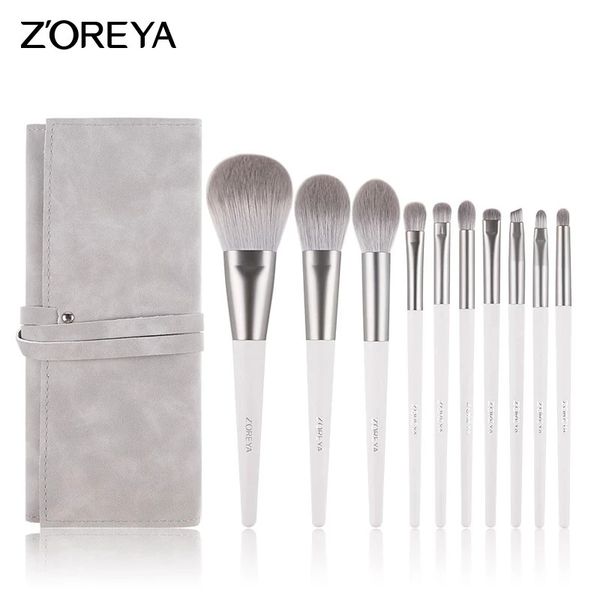 ZOREYA Pennelli per trucco Set Cosmetici Ombretti per sfumare Fard in polvere Evidenziatore Ombretto argento Kabuki Strumenti professionali 240220