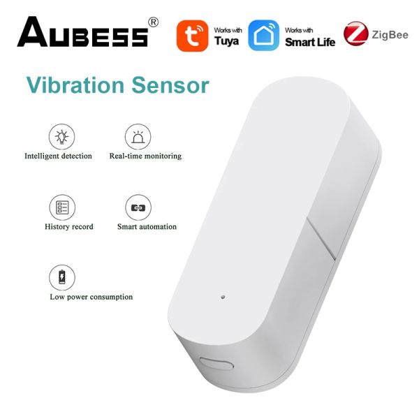 Detector tuya zigbee sensor de vibração inteligente detecção proteção segurança casa inteligente alarme em tempo real sincronização de status via aplicativo smart life