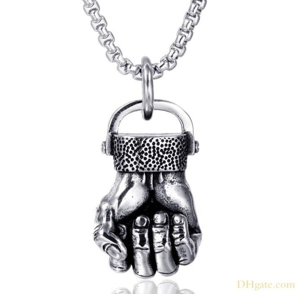 Collana con pendente Power Fist in acciaio inossidabile stile punk rockGioielli hip hop per uomo9925490