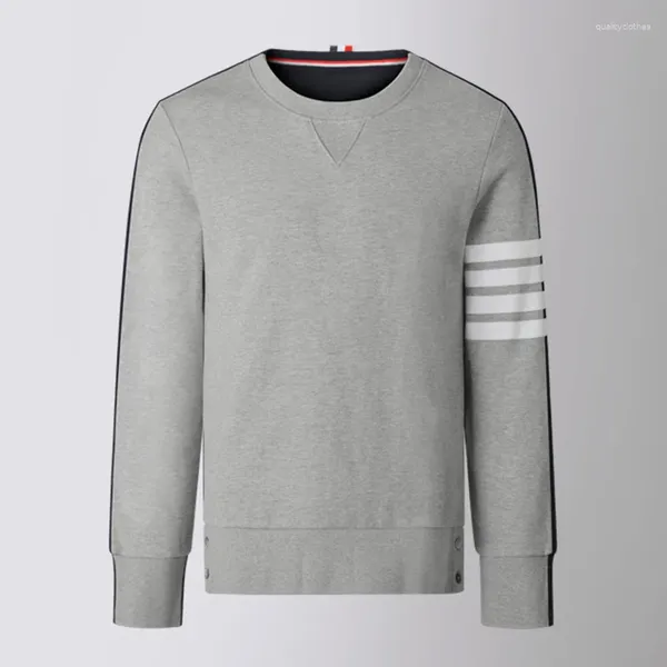 Felpe con cappuccio da uomo Felpa coreana Primavera Autunno Cappotti Cotone Classico Pullover girocollo a righe a 4 barre Casual Sport Streetwear Top da uomo