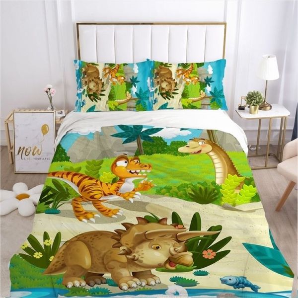 Set di biancheria da letto per bambini Cartoon per bambini Culla Ragazzi Copripiumino Set Federa Coperta Copripiumino 100x120 140x210 dinosauro LJ201241J