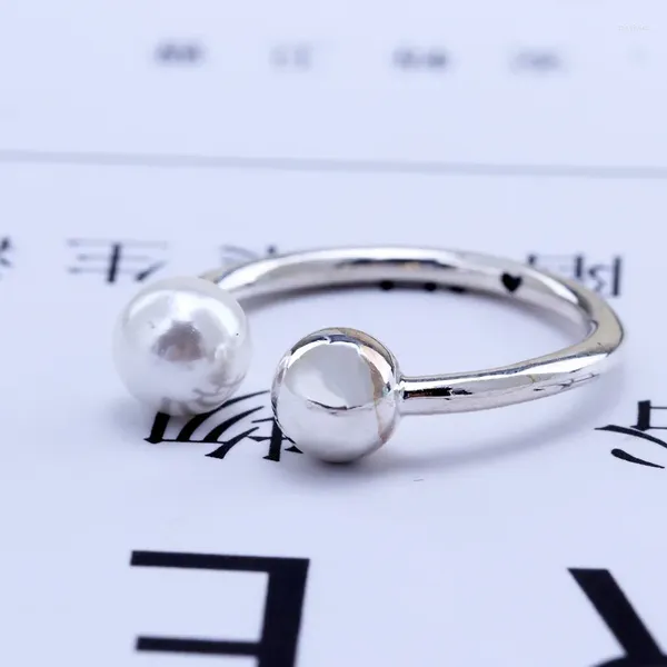 Кольца кластера 2024, мода, стерлинговое серебро 925 пробы, современное жемчужное кольцо для женщин, свадебное обручальное кольцо изменяемого размера