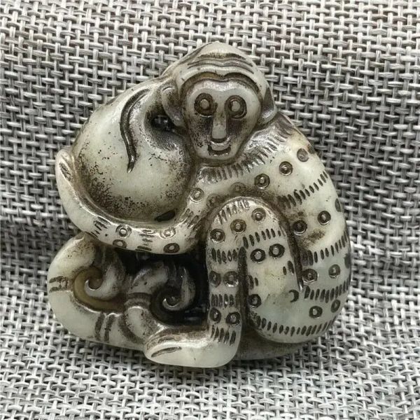 Colares Ornamento para Casa Antigo Macaco Jade Pingente Retro Jóias Artesanato Coleção