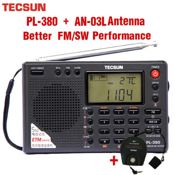 Радио Tecsun PL380 Радио DSP с профессиональной внешней антенной SW-диапазона AN03L FM Am Стереоприемник мирового диапазона VS Tecsun PL310ET