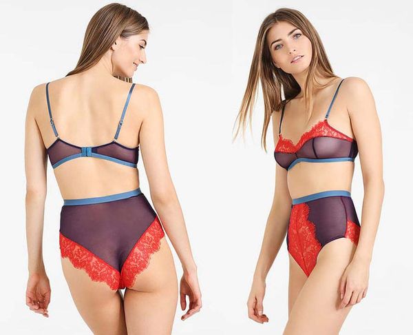 Dora larsen p sutiã lingerie conjunto calcinha 2 peças underwired transparente balconette calcinha completa breve roupa de noite preto branco vermelho na moda sexy