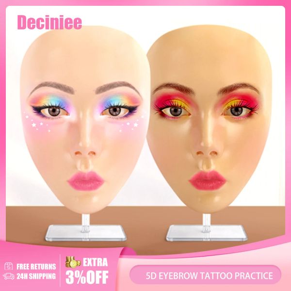 accessori Pratica riutilizzabile del tatuaggio del sopracciglio 5D Full Face Cosmetic Makeup Practice Mask Board Skin Eye Makeup Training Silicone Practice Pad