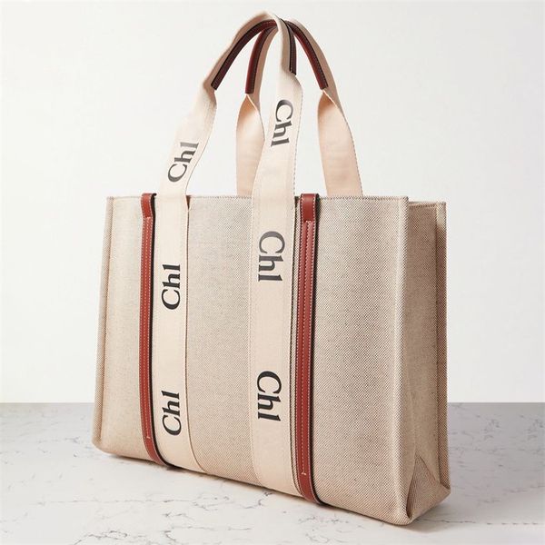 Top Quality Canvas Grande Woody Tote Bag Bolsa de Luxo Mulheres Mens Sling Bolsa de Ombro CrossBody Designer Bag Senhora Moda Embreagem Weekender Travel Summer Beach Bag