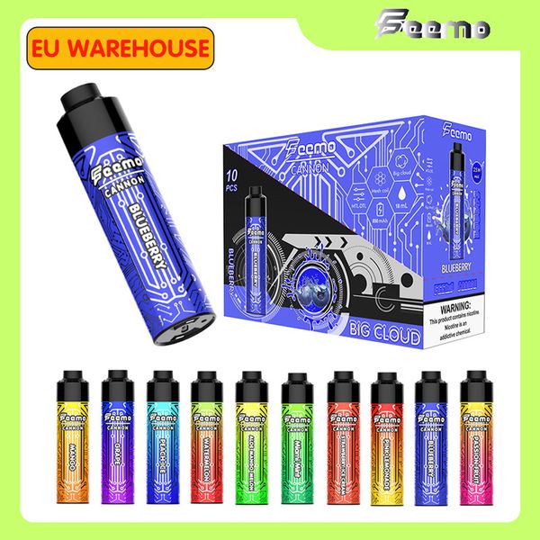 Spedizione UE USA Penna Vape usa e getta Big Cloud Feemo Cannon DTL Big Puff E cig puff 9000 Puff 12000 Puff 10000 18ML vapes precompilato cavo tipo-c con 0,5ohm ricaricabile