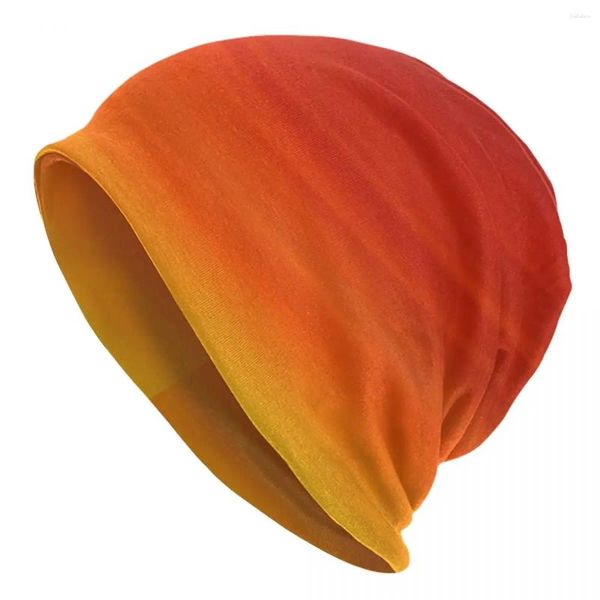 Berets Sunset Print Beanie Hüte Farbverlauf Ombre Retro Caps Weiblich Männlich Kpop Strickmütze Frühling Grafik Warm Weich