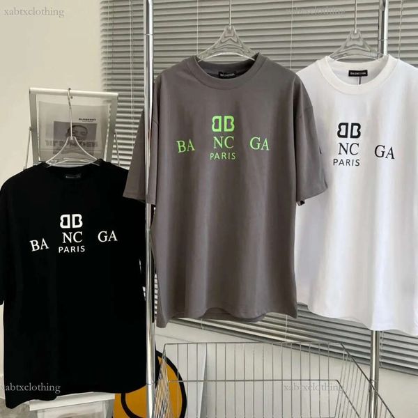 Designer França Paris Moda Algodão Balencaigatys Camisetas Mens Mulheres 1: 1 Carta Gráfica Impressão Ccolor Marca Casual Manga Curta Camiseta Tee Roupas Top