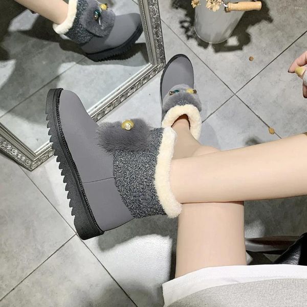Ботинки для женщин, женские зимние ботинки на массивной щиколотке со стразами, коричневые противоскользящие ботинки из искусственной кожи по низкой цене