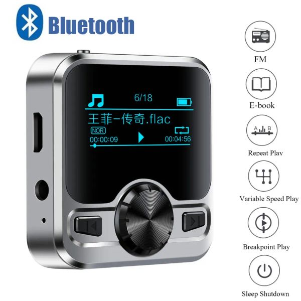 Lettori Sport Lettore MP3 Altoparlante Bluetooth wireless IPX6 Ricevitore musicale impermeabile con supporto per clip posteriore rimovibile Registrazione di eBook FM