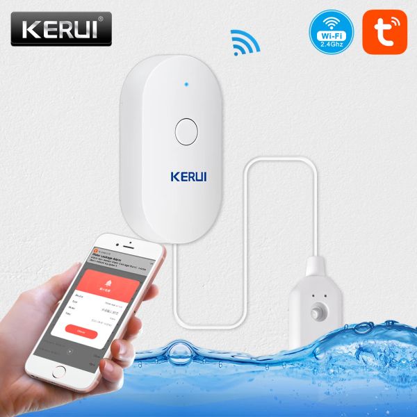 Детектор KERUI Tuya APP Мониторинг Настенный Wi-Fi Датчик воды Умный дом Кухня Детектор утечки воды Уведомление Охранная сигнализация