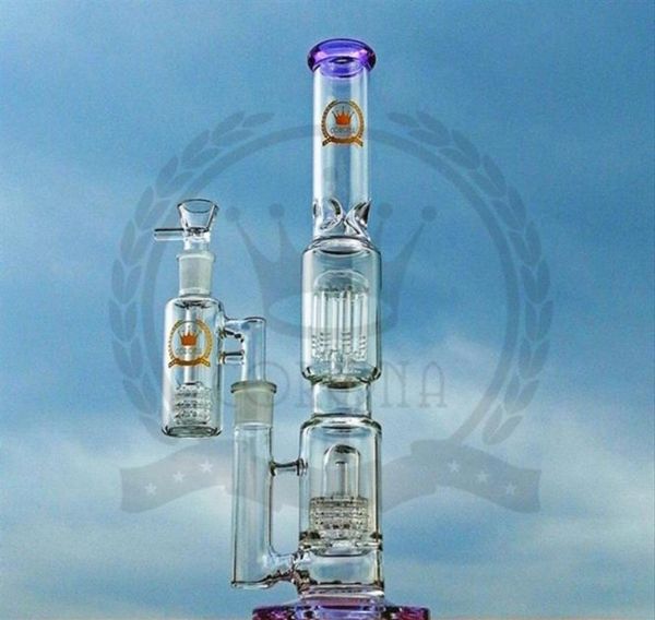 Recycler viola Bong bicchiere di vetro Bong rosa Tubi dell'acqua A nido d'ape Perc Bubbler Tubo con ciotola di vetro da 18 mm285t5721732