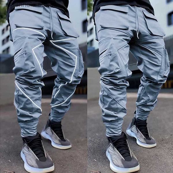 Herrenhosen Herren Gym Jogger Freizeithosen Jogginghose Fitnesshose Hip Hop Cargohose Männliche Streetwear Männer Reflect Sports Trackpants T240229