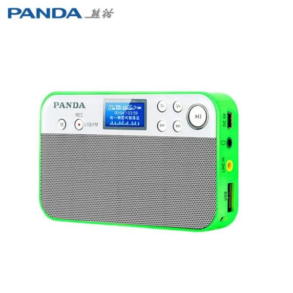 Rádio panda ds126 alto-falante estéreo portátil rádio fm com relógio cartão sd mp3 player de música display lcd, walkman multifuncional