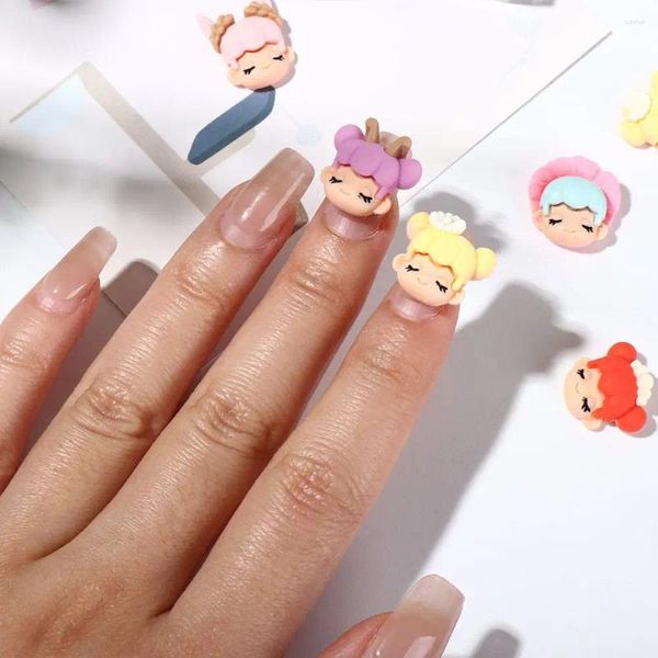 Decorações de arte em unhas linda boneca de desenho animado, joias para meninas, design diy, acessórios de manicure, decoração 3D