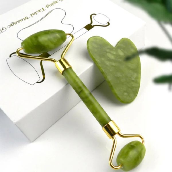 Roller Jade Roller Gua Sha Gesichtswerkzeuge Gesichtsroller und Gua Sha Set für die Hautpflegeroutine und Schwellungen, Selbstpflegegeschenk für Männer Frauen