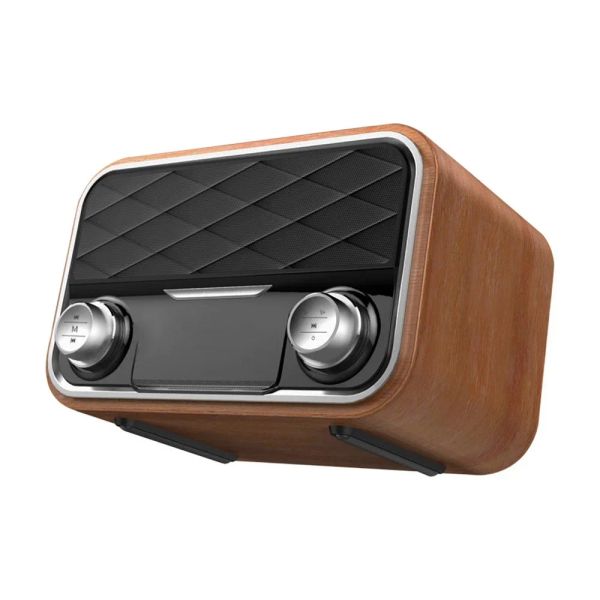 Динамики Традиционный деревянный динамик Беспроводной Bluetooth 5.0 Бас Открытый стереофонический звуковой ящик Винтажная звуковая панель Поддержка FM-радио U-диск