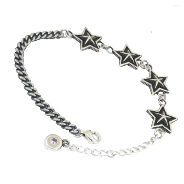 Braccialetti con ciondoli Catena in argento sterling stile vintage con gioielli ornamentali e accessori lucidati