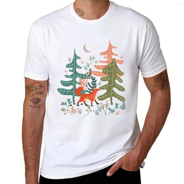Regatas masculinas Evergreen Fox Tale T-shirt camisetas de grandes dimensões para um menino moda coreana roupas masculinas