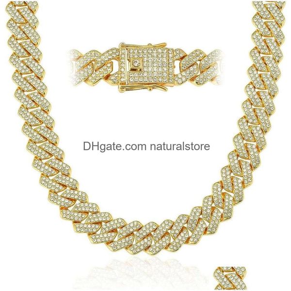 Colares Pingente Mens Cuban Link Chain Miami Colar 18K Gold Sier Diamond Cut Chains para Homens Drop Delivery Jóias Colares Pendan Dhyxs