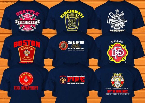 Мужские футболки, горячая распродажа, мужская хлопковая модная футболка, новый пожарный, пожарный, пожарная часть, унисекс, темно-синяя футболка, повседневные футболки, Harajuku T240227