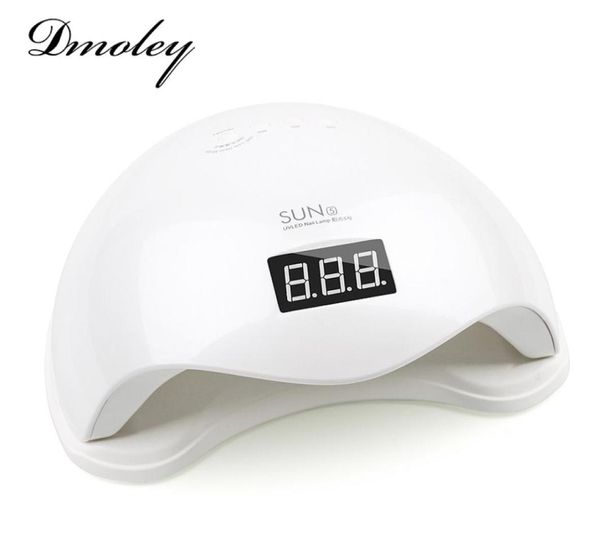Dmoley inteiro 48w uv lâmpada led secador de unhas sun5 lâmpada do prego com display lcd sensor automático máquina manicure para cura gel uv polonês3891642