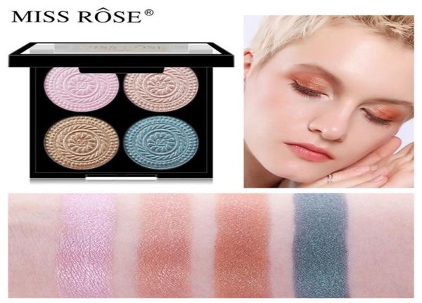 Miss Rose 4 colori Matte Shimmer Eyeshadow Palette Diamond Glitter Impermeabile Pigmento Evidenziatore Ombretto in polvere Trucco per occhi Cosm3483870