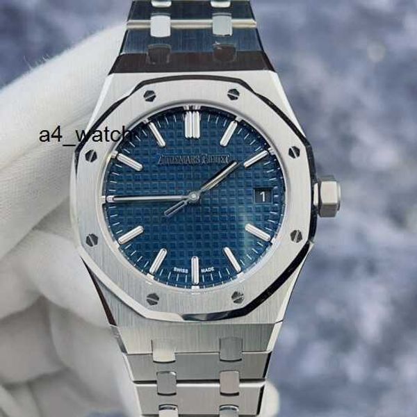 Popular Wrist Watch Collection Wristwatch AP Watch Royal Oak Series 15550ST Precision Aço Blue Plate Blue 50th Anniversary Comemorativo Três Calendário de Anegada Desligar